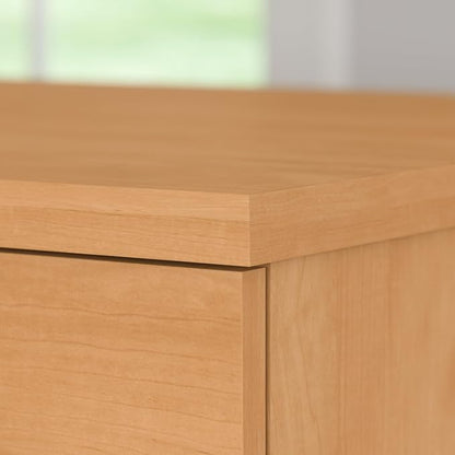 Bush Furniture Somerset 72W 3 Position Sit to Stand L Shaped Desk with Hutch in Maple Cross | Adjustable Height Table for Office
