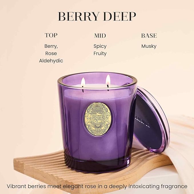 M&SENSE Large Two-Wick Strong Soy Candle | Berry Rose & Purple |19.8 oz, 120H Burn Time | Luxury Scented Candle for Relaxation, Gifting, Home Décor | Ideal for Bedroom, Office, Party Ambiance