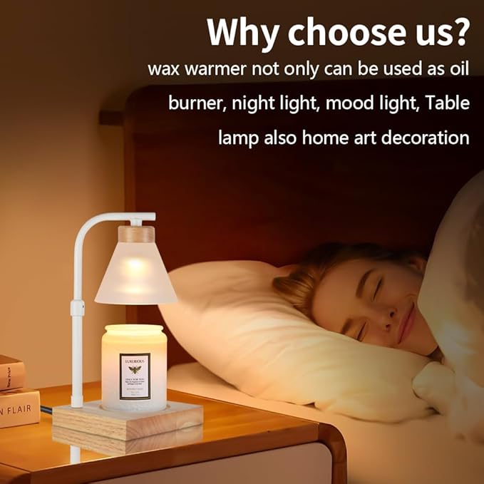 Dimmable Candle Warmer Lamp Electric Light for Candle Melter Scented Candles Top-Down Melting, Scented Wax Warmer for Home Offices Decor, Birthdays Gifts for Women Mom Grandma(White)
