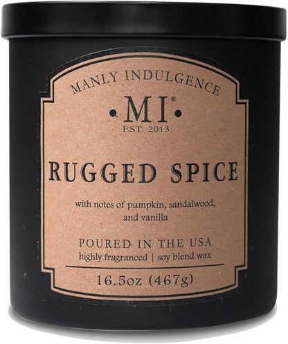 Manly Indulgence Rugged Spice Scented Candles for Men, 2 Wick, 16.5 oz, Premium Soy Blend Wax, 60H Burn, Candles for Home Scented - Made in The USA