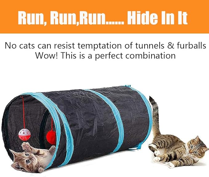 21 Pcs Cat Toys for Indoor Cats Collapsible Cat Tunnel Interactive Feather Teaser Wand Ball Toy for Kitten Cats