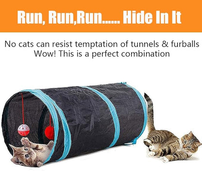 21 Pcs Cat Toys for Indoor Cats Collapsible Cat Tunnel Interactive Feather Teaser Wand Ball Toy for Kitten Cats