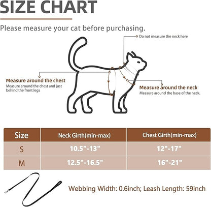 PUPTECK Tactical Cat Harness and Leash Set Escape Proof, Adjustable Reflective Kitten Jacket Easy Control, Pet Vest Harness for Cats Small Dogs Puppies Walking and Travel