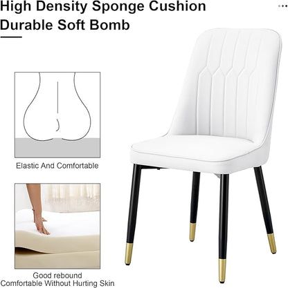 Dining Chairs Set of 4，Modern Dining Chairs, Equipped with PU Leather Backrest Cushions and Metal Legs, Suitable for Restaurants, Kitchens, and Dining Room Chairs