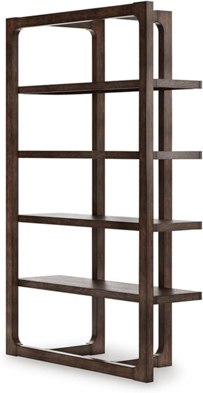 Signature Design by Ashley Breckington Contemporary Wood Framed 76" Bookcase with 4 Shelves, Dark Brown