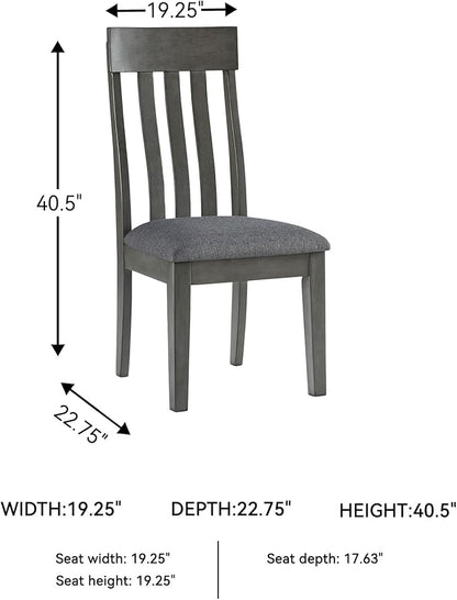 Signature Design by Ashley Hallanden Contemporary Dining Upholstered Side Chair, Set of 2, Armless, Comb Back Design, Wood Frame, Gray