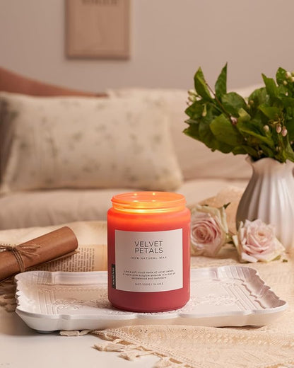 M&SENSE Sandalwood Floral Large Soy Candles for Home Scented, Organic Natural Soy Wax 19.4oz 110 Hour Long Lasting, Luxury Floral Scented Candle Gifts for Women