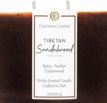Colonial Candle Tibetan Sandalwood Scented Candle Jar, Highly Fragranced Candles for Home Scented, Mottled Wax Candle, 2 Wick, 8 oz - Made in The USA
