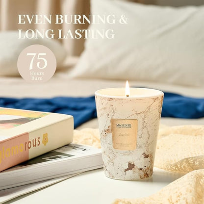 M&SENSE Santal Scented Soy Candle, 3 Wick Highly Scented 14.1 Oz 80H, Aromatherapy Christmas Gift for Women and Men