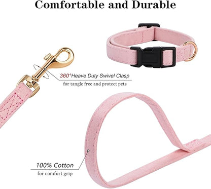 No Pull Dog Harness- Lightweight, Soft, Adjustable Small Harness Collar and Leash Set, Suitable for Cats Puppy Small and Medium-Sized Dog Outdoor Training and Running (Pink, XXS)