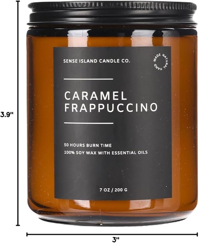 SENSE ISLAND Caramel Frappuccino Coffee Scented Candles for Home Scented | 100% Natural Soy Wax, 50 Hrs Burn Time Highly Scented Soy Candles House Warming Gifts
