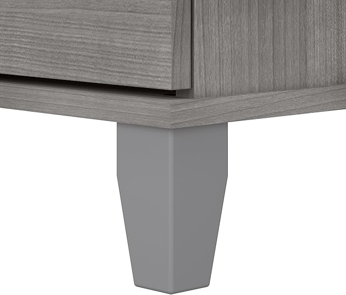 Bush Furniture Somerset L Shaped Desk with Hutch in Platinum Gray | Corner Computer Table with Drawers, Cabinets and Pullout Keyboard/Laptop Tray for Home Office