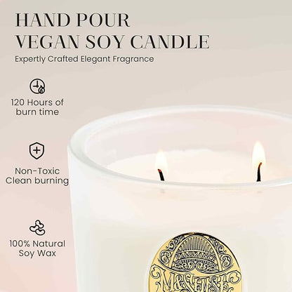 M&SENSE Large Two-Wick Soy Candle | Creamy Vanilla Pie & White | 19.8 oz, 120H Burn Time | Luxury Scented Candle for Relaxation, Gifting, Home Décor | Ideal for Bedroom, Office, Party Ambiance
