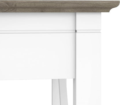 Bush Furniture Key West Modern Farmhouse L-Shaped Desk L Desk for Home Office in Pure White and Shiplap Gray 60W Corner Desk
