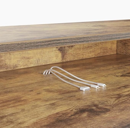 FEZIBO 55 x 24 Inch Whole-Piece Height Adjustable Standing Desk with Double Drawers, Sit Stand Desk, Stand Up Table (Send Two Packages), Rustic Brown Top