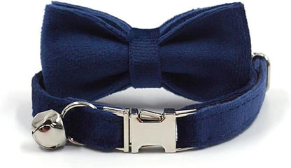 Personalized Cat Collar with Bells,Velvet Customized Small Cat Collar with Name Tag,Pet Collar with Name Phone Number Engraved ID Tags for Boy and Girl Kitten Cats (Tibetan Blue)
