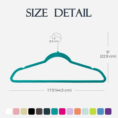 HOUSE DAY Mint Green Velvet Hangers 60 Pack, Non Slip Clothes Felt Hanger Heavy Duty for Coat, Premium Slim Space Saving Suit Hangers for Closet Organizer, 360° Rotating Silver Hook