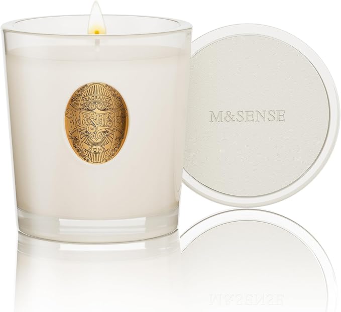 M&SENSE Natural Soy Candle | Vanilla Dream & White | 9.2 oz, 50H Burn Time | Luxury Scented Candle for Relaxation, Gifting, Home Décor | Ideal for Bedroom, Office, Party Ambiance