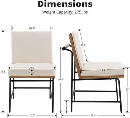 HEAH-YO Modern Dining Chairs Set of 4, PU Leather Upholstered Dining Chairs with Backrests, Armless Dining Room Chairs for Kitchen, Beige