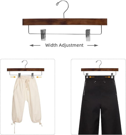 Nature Smile Wooden Pants Skirt Trousers Hangers with Clips (10Pcs Retro)