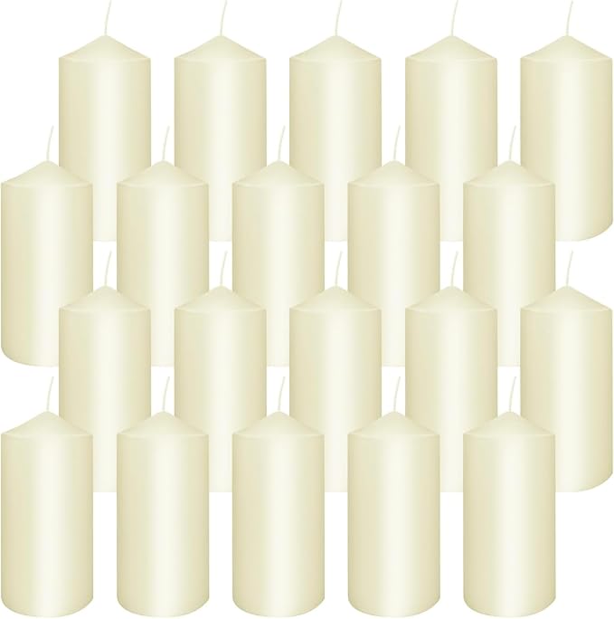 2"x4" High Ivory Pillar Candles, Set of 20 Unscented. Bulk Buy. Ideal for Halloween, Wedding, Emergency Lanterns, Household, Wedding and Home Décor Candlesticks