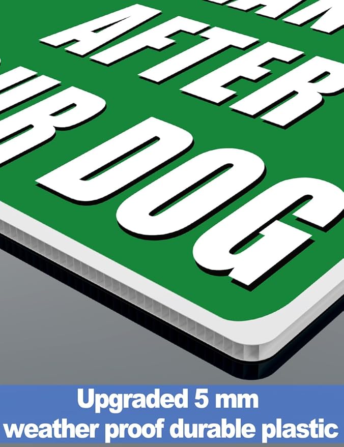 Clean Up After Your Dog Signs, 12.6" x 9.5" with Metal Stake, No Dog Poop Lawn Signs with UV Protected & Waterproof, Double Sided Pick Up After Your Dog Sign for Yard
