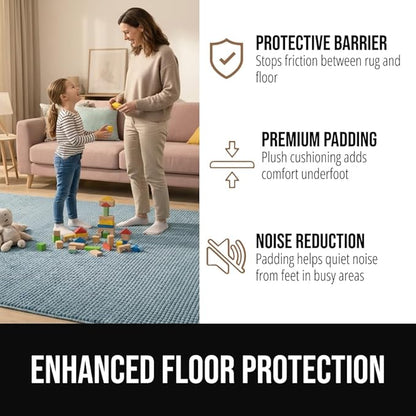 GORILLA GRIP Premium Dual Sided Extra Thick 8x10 Rug Gripper Pad for Hardwood Floors, Breathable Slip Resistant Pad Grips Under Carpet Area Rugs for Hard Surface Floor Protection, Easy Trim Mats Beige