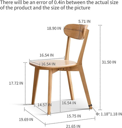 Wood Dining Chair for Kitchen & Dining Room - FAS-Grade North American Oak, Natural Wood Dining Chair with Ergonomic Curved Back,Easy Assembly,Heavy Duty Dining Chairs 400 lb Capacity