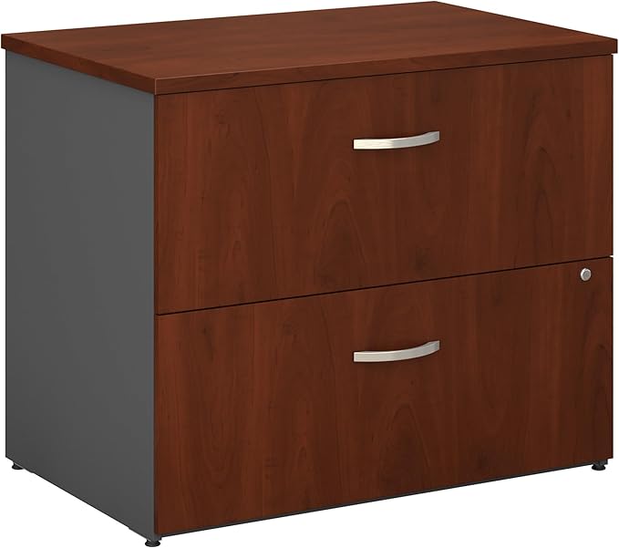 Bush Business Furniture Components 35-2/3"W x 23-3/10"D Lateral 2-Drawer File Cabinet, Hansen Cherry/Graphite Gray, Standard Delivery, WC24454C