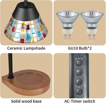 Dimmable Candle Warmer Lamp with Timer, Electric Wax Melt Warmer for Scented Jar Candles Adjustable Height Mothers Day Birthday Gifts for Women Mom Grandma, Home Offices Decor Light(Mosaic Glass)