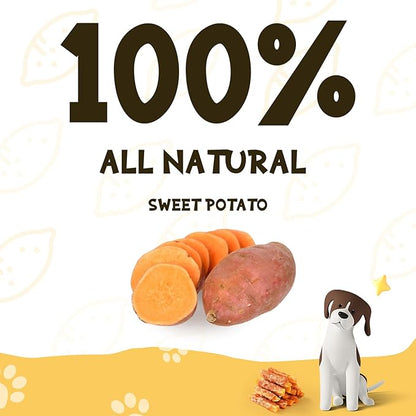 ASMPET Dog Treats Chews, Chicken Wrapped Sweet Potato Strips, Gluten & Grain Free Dog Snacks for Training Rewards 10.6 oz