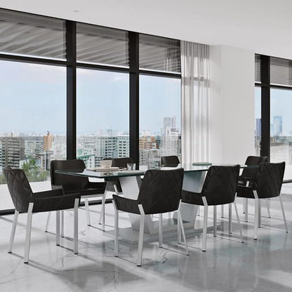 Zuri Furniture Sydney Black Leatherette Dining Chair with Brushed Stainless Steel Legs