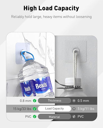 Uniclife 30 Pcs Self Adhesive Picture Hooks 33 lbs Max Load Heavy Duty Picture Hangers Without Nails Wall Hooks for Hanging Transparent Waterproof Frame Hangers Sticky Hook for Bathroom Kitchen