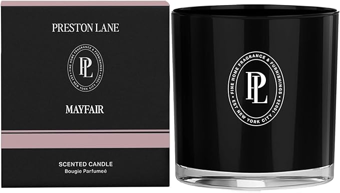 Preston Lane Luxury 3-Wick Scented Candle, Mayfair, 24 oz Hand-Poured in USA | Long Burn Time (40–50 Hrs), Vegan Soy Wax Blend, Decorative Ceramic Vessel, Fine Italian Fragrance