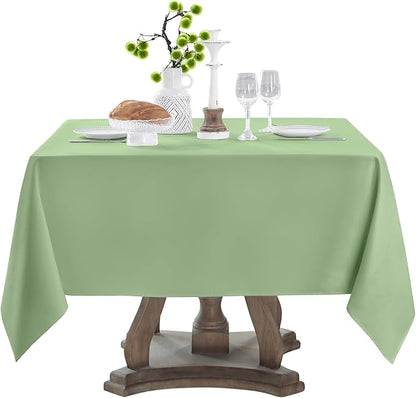 Square Tablecloth 52 x 52 Inch Sage Green Tablecloths Stain-Wrinkle Resistant Washable Polyester Table Cloths for Holiday, Buffet Parties, and Weddinge 1pack