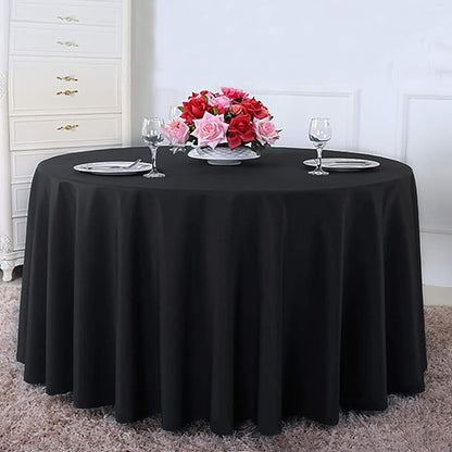 Surmente 120 inch Round Tablecloths -10 Pack Black Round Table Cloths, Polyester Fabric Table Covers for Wedding, Party, Banquet, or Restaurant