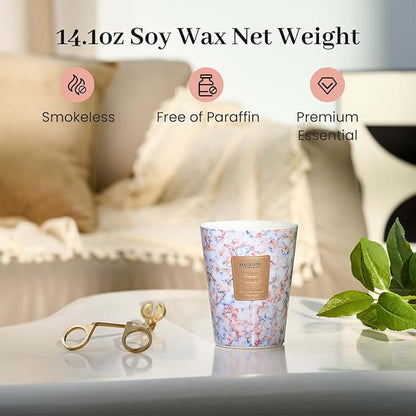 M&SENSE Solar Flowers Scented Soy Candle, 3 Wick Highly Scented 14.1 Oz 80H, Aromatherapy Christmas Gift for Women and Men