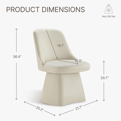 Swivel Dining Chairs Set of 1, Upholstered Mid Century Modern Deskchair with High Back, Faux Leather Kitchen Chairs for Dining Room, Bedroom, Dressing Room, Cream