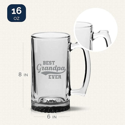 Your Dream Party Shop Best Grandpa Ever Beer Glass - 16oz Beer Mug, Funny Grandpa Gifts for Birthday or Father's Day, Papa Mug for Grandfather, Gifts from Grandkids, Present for Grandfather