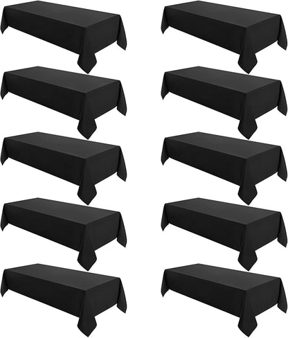 VidaFete Tablecloth 60 * 102inch 10 Pack Rectangle Table Cloth Polyester, Stain Wrinkle Resistant Dining Table Cover for Kitchen Dinning Party Wedding Rectangular Tabletop Buffet Decoration (Black)
