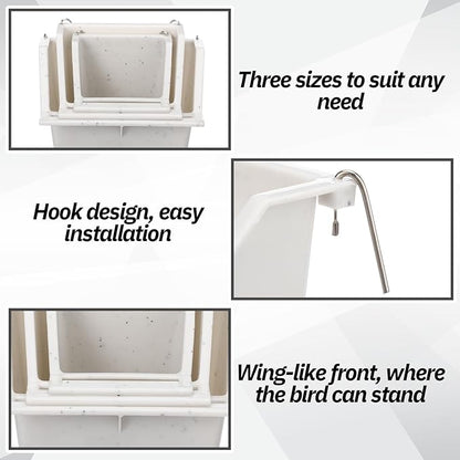 LemonRoad 3 Pcs Bird Cage Feeders Winged Plastic Cup Universal Cage Waterer Milky White Food Dishes Bowl Pet Supplies Accessories for Small Bird