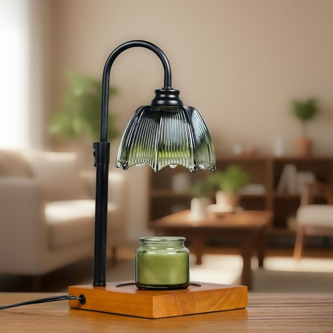 Candle Warmer Lamp with Timer, Dimmer & Adjustable Height, 25MM Wood Base, 2 Bulbs Included – Candle Warmer for Jar Candles, Gift Boxed Aromatherapy Lamp for Sleep, Bedroom, Yoga