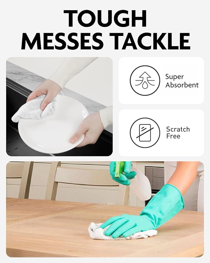 Fantasticlean Microfiber Cleaning Cloth Roll -90 Pack, Tear Away Microfiber Towels, 12" x 12", Reusable, Washable, Scratch Free, Ultra Absorbent Dishcloth for All-Around Cleaning Supplies (White)