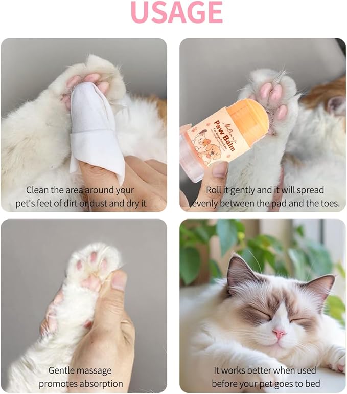 Lick-Safe Dog Paw&Nose Balm with Coconut Oil|Natural Ingredients Paw Cream&Wax for Dry,Large-Capacity Package of 1.41oz|Cracked Pads & Snouts| Cat Moisturizer&Soother (Mixed Colors)