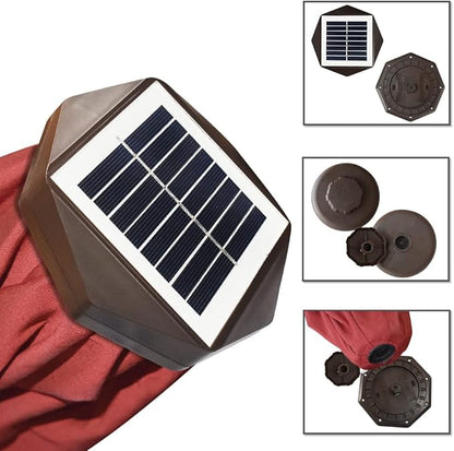 EliteShade USA 10-Year-Non-Fading Solar 9ft Market Umbrella with 80 LED Lights Patio Umbrellas Outdoor Table Umbrella with Ventilation, Burgundy