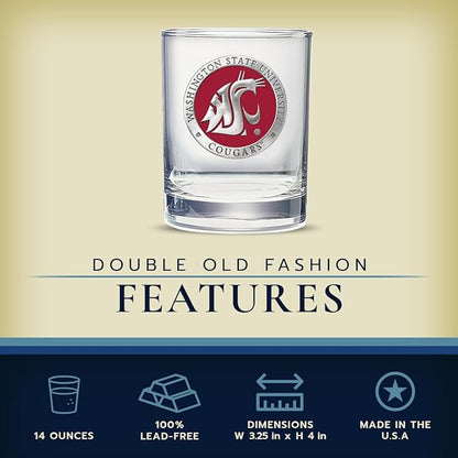 Heritage Pewter Washington State Double Old Fashion | Double Rocks Glass 14 OZ for Liquor | Expertly Crafted Pewter Glass