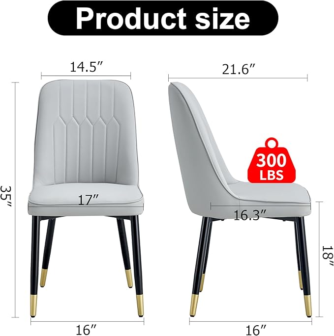 Dining Chairs Set of 6，Modern Dining Chairs, Equipped with PU Leather Backrest Cushions and Black Metal Legs, Suitable for Restaurants, Kitchens, and Bedrooms Dining Room Chairs