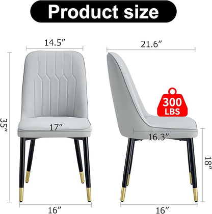 Dining Chairs Set of 8，Modern Dining Chairs, Equipped with PU Leather Backrest Cushions and Black Metal Legs, Suitable for Restaurants, Kitchens, and Bedrooms Dining Room Chairs
