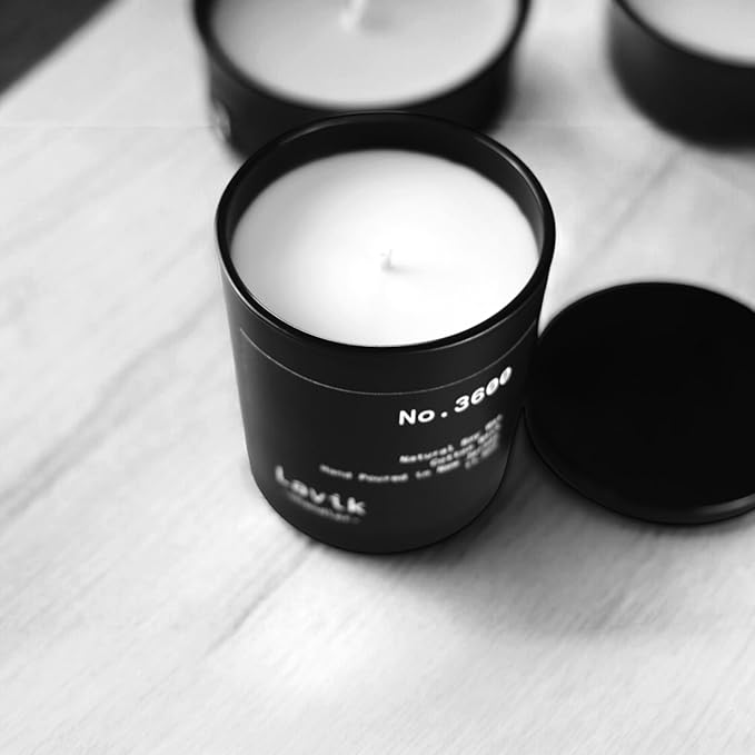 Luxury 11.50oz Scented Candle with grounding Base Notes of Birch, Cedarwood, Musk, Oakmoss, and Patchouli. Natural Soy Wax, Cotton Wick, Matte Black Jar. Gift or Elegant Decor for Home & Office