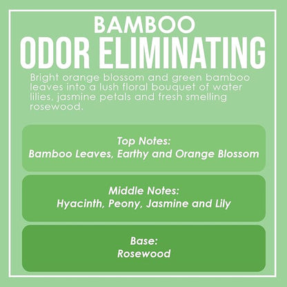 Bamboo Two Pack Odor Eliminating Highly Fragranced Candles - Eliminates 95% of Pet, Smoke, Food, and Other Smells Quickly - Up to 80 Hour Burn time - 12 Ounce Premium Soy Blend